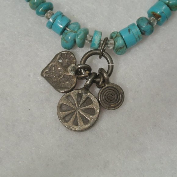 Vintage Sterling Peyote Bird Turquoise Necklace - Picture 6 of 8